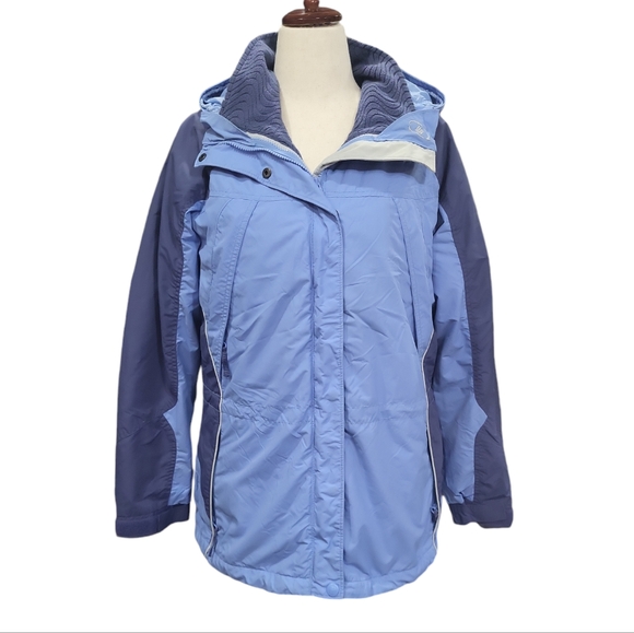 EUC Columbia Sportswear Blue Hoodie Interchange Windbreaker Jacket L athletic - Picture 1 of 16